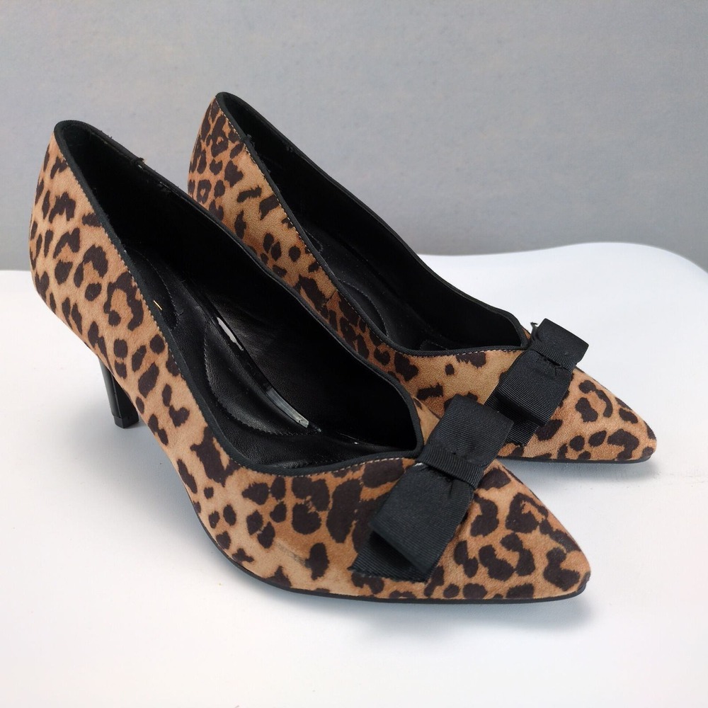 Lane Bryant Leopard Print Bow Pointed Toe Pumps Womens 10W
